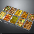 Assorted Delicious Dishes in Square Food Containers Arranged Neatly on