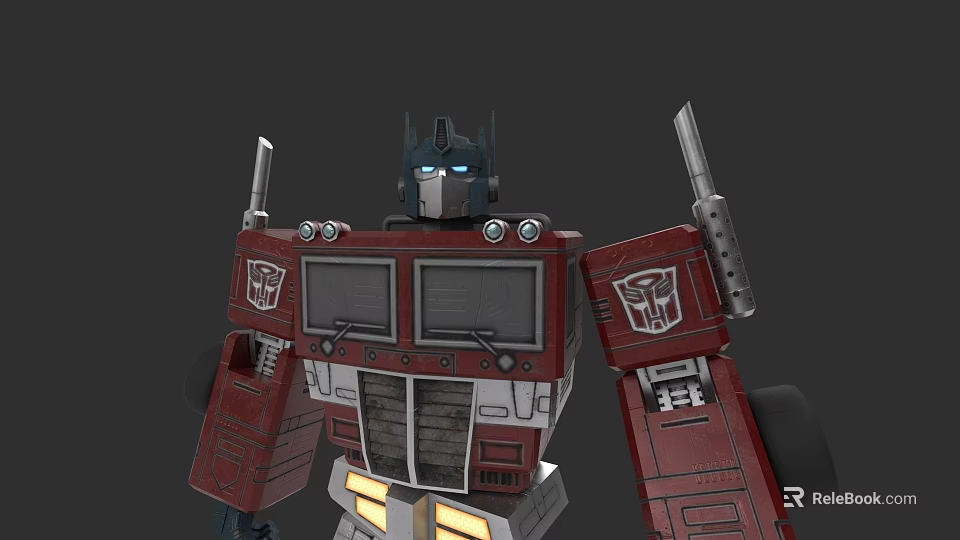 Optimus Prime Game Movie Character Red Blue Robot With Glowing Eyes And Autobot Symbol 3d model 