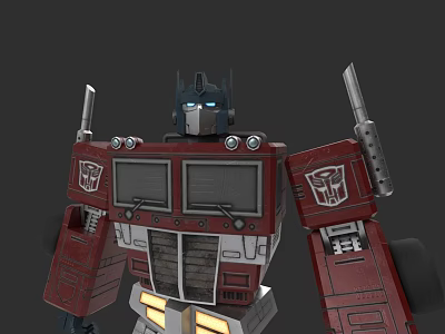 Optimus Prime Game Movie Character Red Blue Robot With Glowing Eyes And Autobot Symbol 3d model