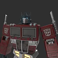 Optimus Prime Game Movie Character Red Blue Robot With Glowing Eyes And Autobot Symbol