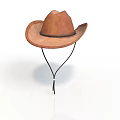 Brown Leather Cowboy Hat With Adjustable Chin Strap For Daily Wear
