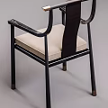 Stylish Modern Leisure Chair With Beige Fabric Seat And Black Metal Frame