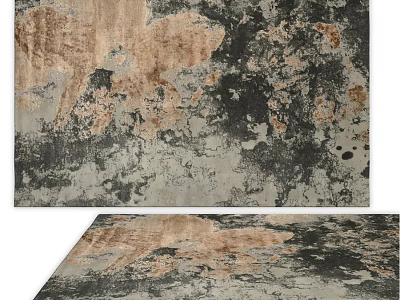Square Rug With Abstract Gray Brown Black Textured Pattern For Living Room 3d model