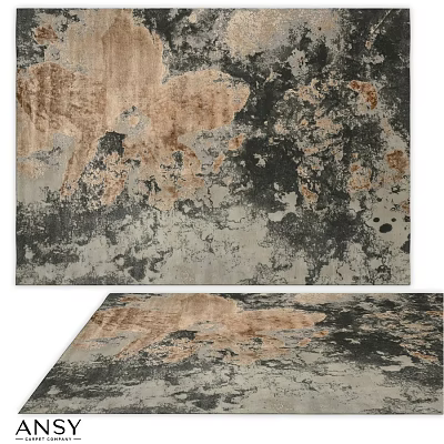 Square Rug With Abstract Gray Brown Black Textured Pattern For Living Room 3d model
