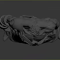 3D Model Of Muscular Warrior Character With Weapon Wrist Guards And Belt