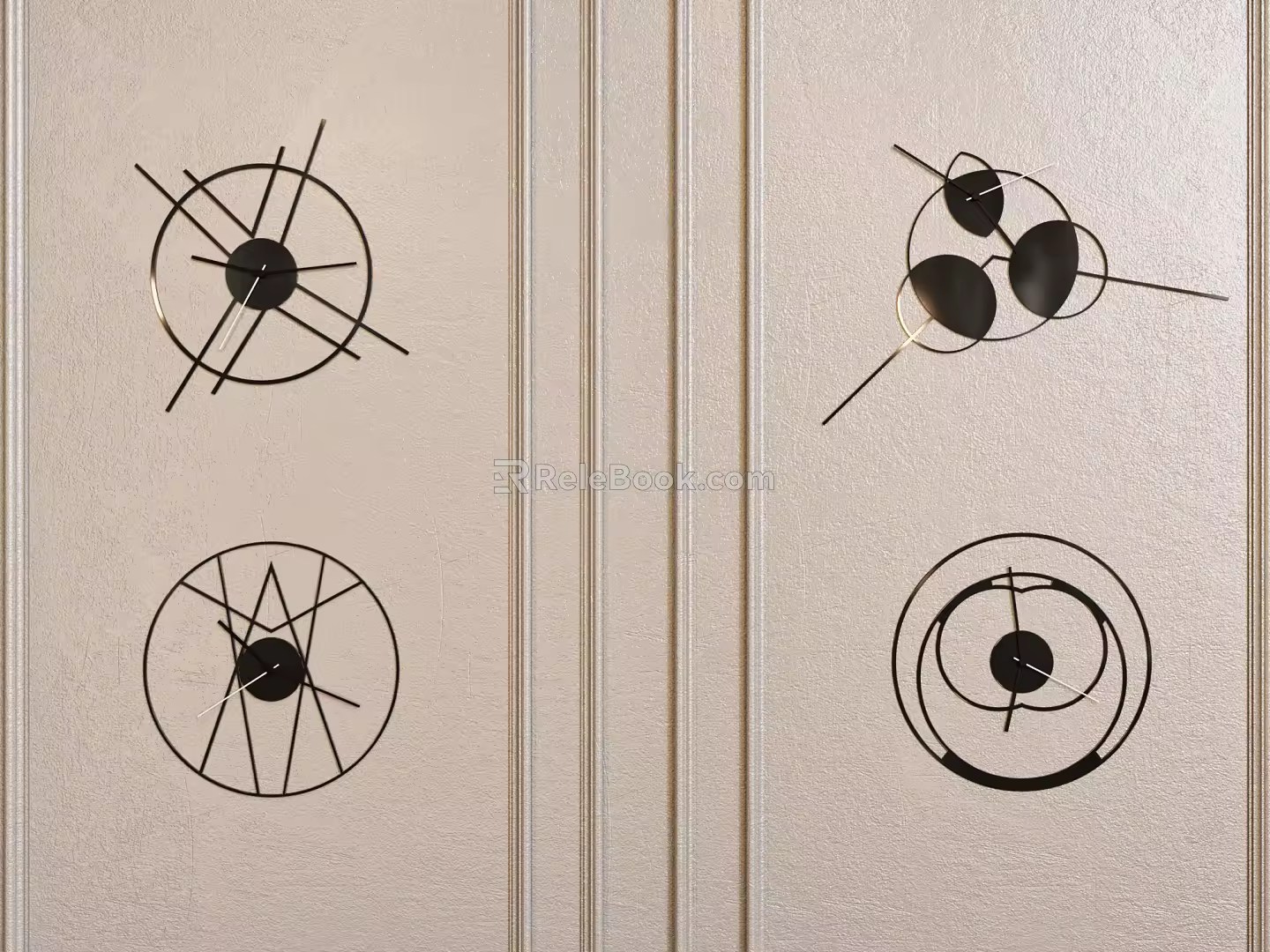 Modern clock wall clock combination 3d model