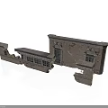 Damaged Architectural Wall Components With Windows And Irregular Shaped Structures