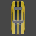 Yellow Classic Sports Car With Black Stripes And Two Door Design