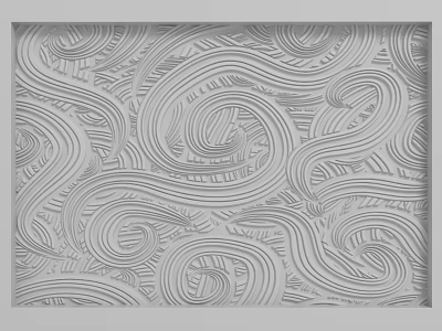 Gray Background Wall With Wavy Relief Patterns And Intricate Design Details 3d model
