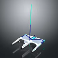 Modern Trimaran Sailboat Model With White Hulls Blue Accents And Tall Mast