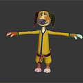 Cartoon Dog Character In Yellow Outfit With Arms Outstretched For Game Or Film