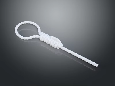 White Braided Rope With Secure Knot And Loop For Household Daily Use 3d model