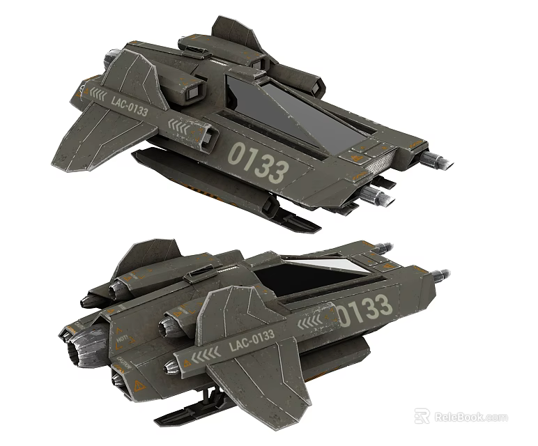 Sci Fi Aircraft Model With 0133 Number And Military Design Features 3d model