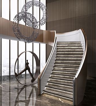 Modern Stair Handrail Staircase 3d model