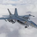 Military Fighter Jet Flying Through Clouds With Mounted Weapons And Visible Markings 3d model
