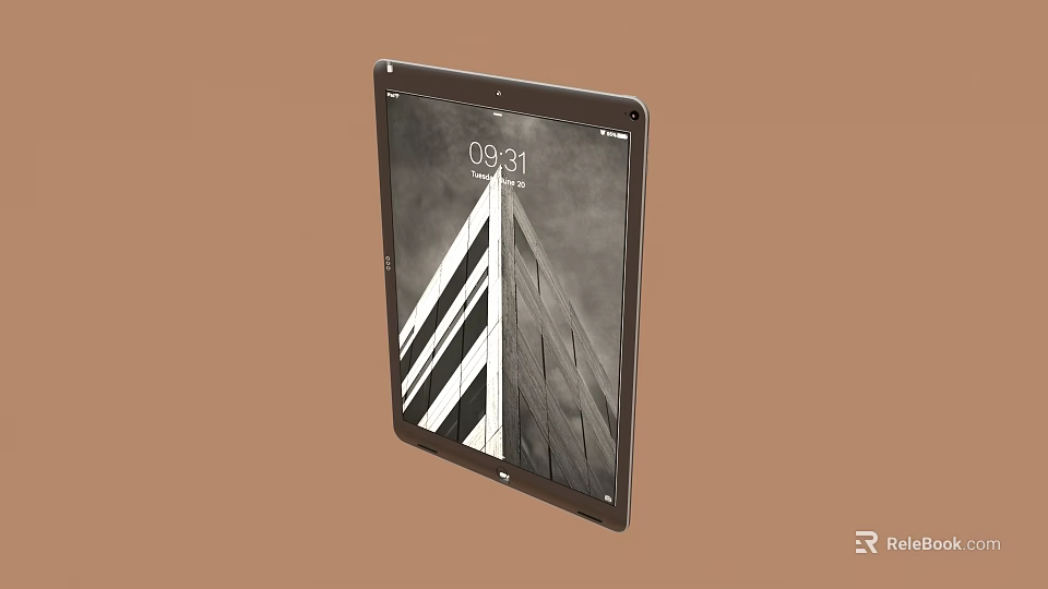 Sleek Tablet Computer With Black And White Architectural Screen 3d model 