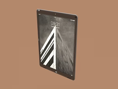 Sleek Tablet Computer With Black And White Architectural Screen 3d model
