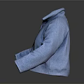 Blue Fleece Sweater With Collar And Loose Sleeves For Casual Outfit