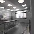 Modern Commercial Restaurant Kitchen With Stainless Steel Appliances Large Windows And Tile Floor