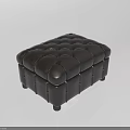 Dark Brown Leather Square Stool with Button Tufted Design and Sturdy Legs 3d model