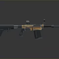 Black And Orange Tactical Rifle With Scope Magazine And Modern Design