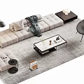 Modern Living Room Beige Sofa Coffee Table Set With Gray Rug And Floor Lamp