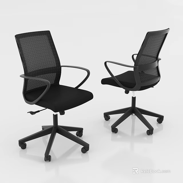 Modern Black Office Chairs With Mesh Back Armrests And Caster Base 3d model