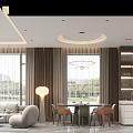 Modern Living And Dining Room Interior Design With Sofa Dining Table And Pendant Lights