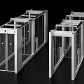 Stainless Steel Access Control Gate with Glass Panels and Modern Security Design