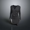 Stylish Black V Neck Long Sleeve Wrap Dress With Ruched Waist And Soft Fabric