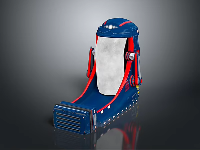 Professional Blue And Red Equipment With White Panel And Ventilated Base Structure 3d model
