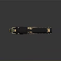 Futuristic Gun With Black Gold Design Blue Luminous Strips And Wooden Grip
