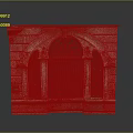 Classic Stone Entrance Gate With Arched Top Iron Grille And Decorative Carvings