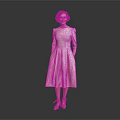 Woman in Pink Dress and Pink Shoes Standing Against Grey Background
