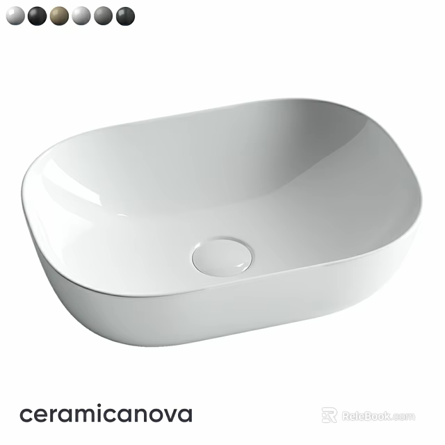 Modern White Oval Shaped Countertop Wash Basin With Smooth Sleek Design 3d model 