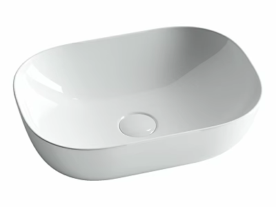 Modern White Oval Shaped Countertop Wash Basin With Smooth Sleek Design 3d model