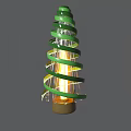 Stylish Modern Green Spiral Table Lamp With Glowing Bulb And Brown Base Design
