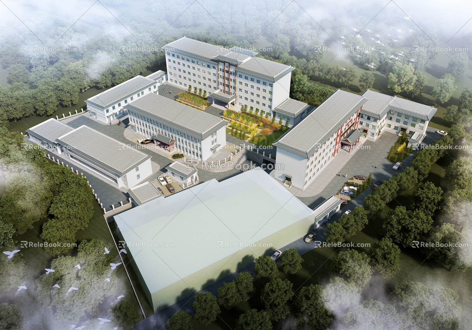 A bird's eye view of the new Chinese hospital 3d model