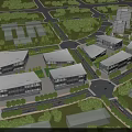 Modern Industrial Factory Buildings Featuring Glass Facades Greenery And Well Planned Road Layout