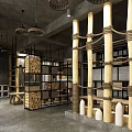 Modern School Indoor Activity Area With Wooden Structures Rope Decor And Storage Cabinets