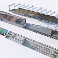 Football Stadium Modern Design Featuring Covered Stands Colored Seats And Spacious Layout 3d model