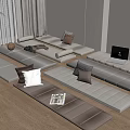 Cozy Tatami Room Interior With Multiple Mats Laptop Magazines Plant And Curtains