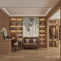 Modern Bedroom Interior Design With Large Bed Rug Wooden Floor And Landscape Decorative Wall