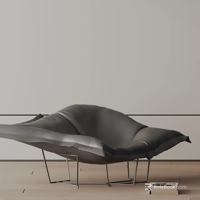 Modern Leisure Chair With Streamlined Leather Design And Metal Legs For Stylish Home Interior 3d model 