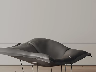 Modern Leisure Chair With Streamlined Leather Design And Metal Legs For Stylish Home Interior 3d model