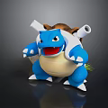 Blastoise 3D Character With Blue Body Brown Shell White Back Cannons And Yellow Belly 3d model