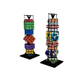Children's Playground Colorful Stacked Block Towers With Vibrant Patterns