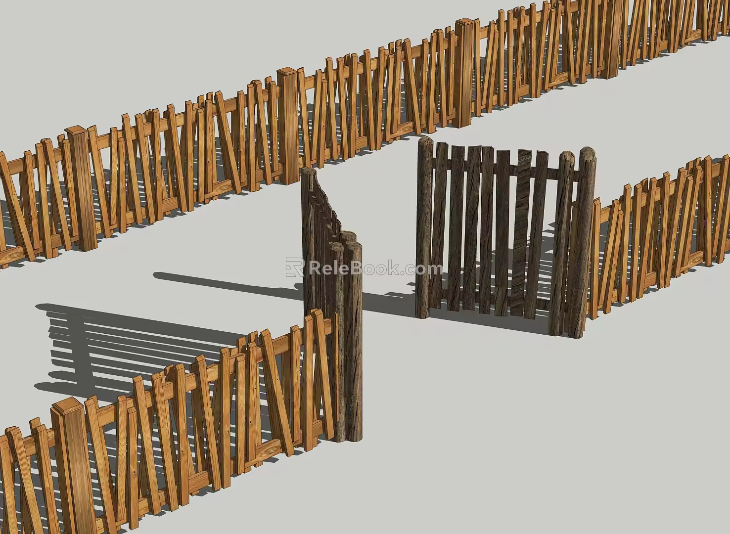 Log Railing Fence 3d model