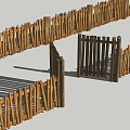 Log Railing Fence 3d model