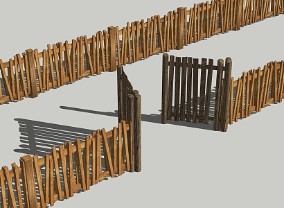 Log Railing Fence 3d model